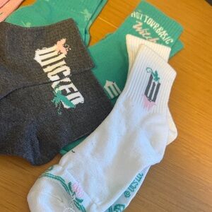 Wicked Glenda and Elphaba Girls  Socks - Gray, White, Green